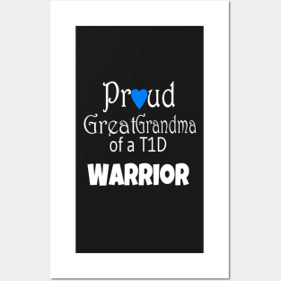 Proud Great Grandma - White Text - Blue Heart Posters and Art